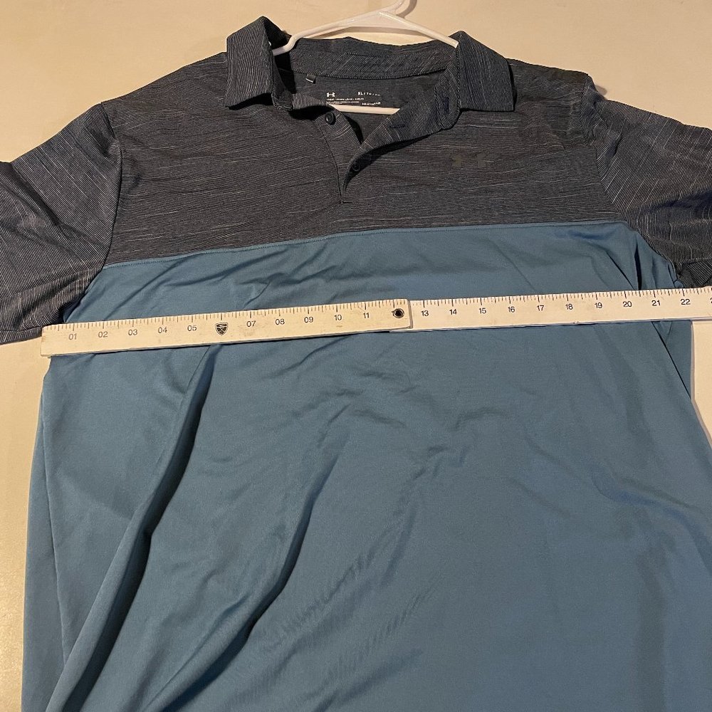 Under Armour Golf Polo Colorblock Polo - Size Extra Large (XL), Blue/Microstripe
